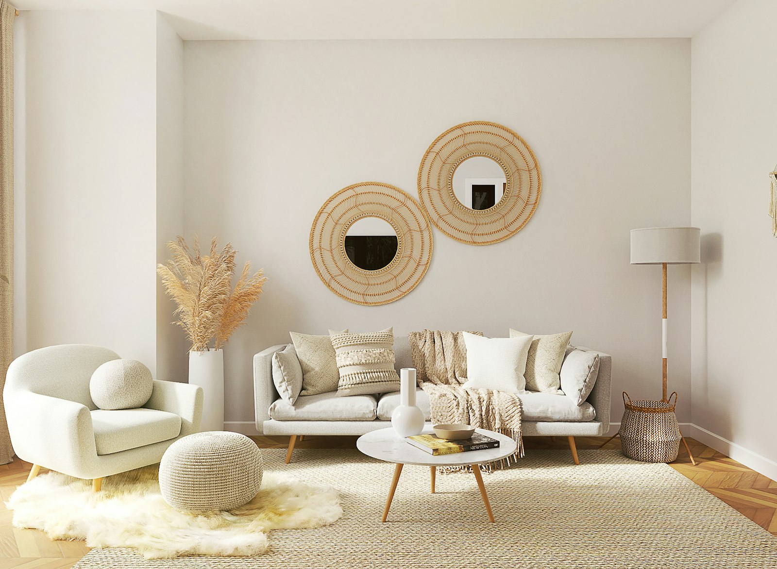 Freshly redecorated living room with crisp, evenly painted walls