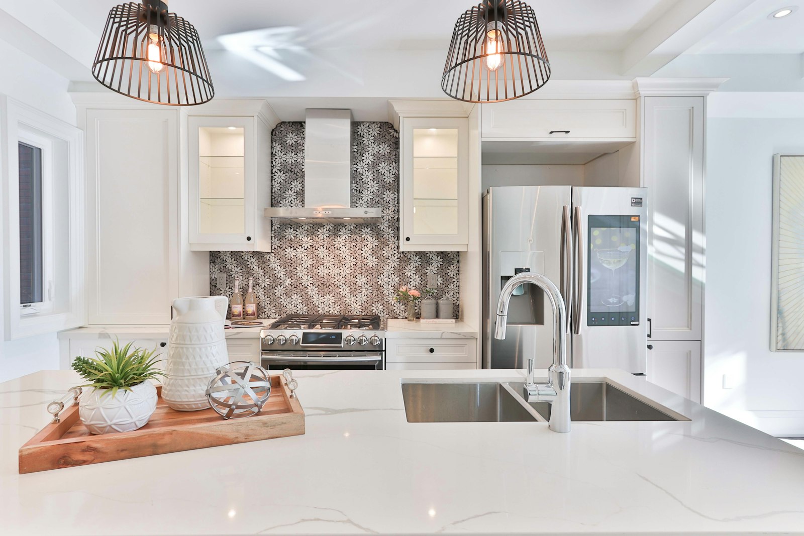 Bright white kitchen freshly repainted