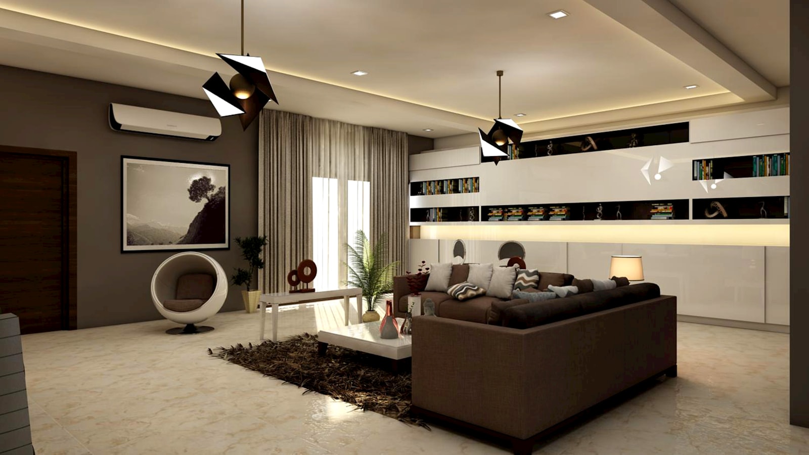 Sitting room decorated in deep, moody tones