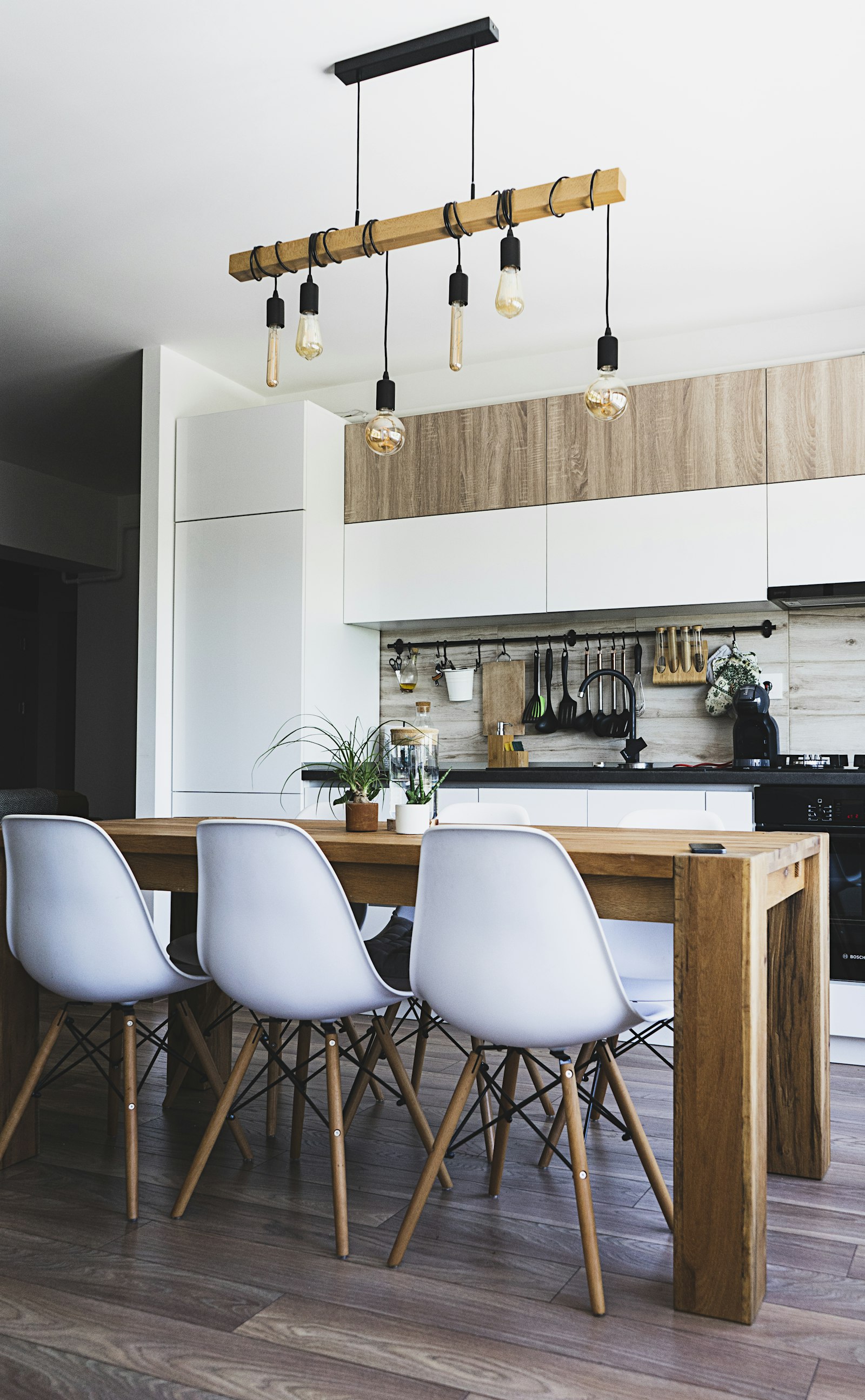 Open-plan kitchen diner freshly decorated