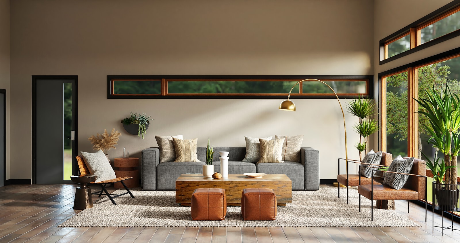 Warm, neutral lounge decorated by A1 Decorators