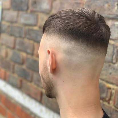 Short back and sides skin fade, finished at Duo Barbers