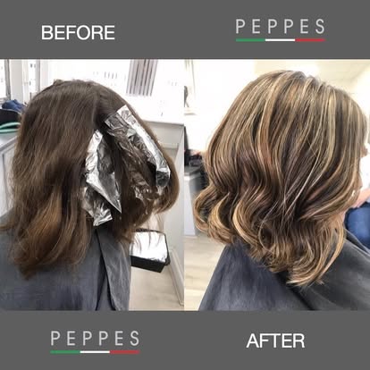 Before and after colour transformation at Peppes Ladies Salon