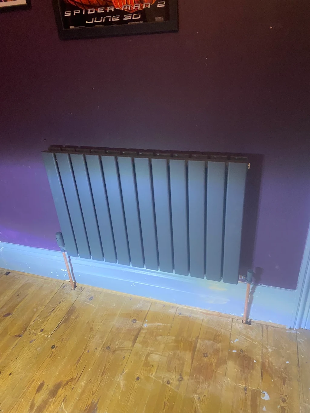 New anthracite designer radiator with copper pipework