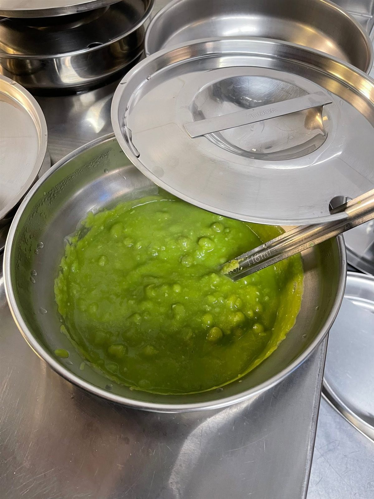 Fresh mushy peas being prepared in the St James Fish Bar kitchen