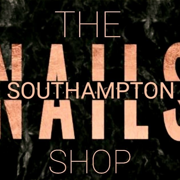 The Nail Shop Southampton brand mark on a marble background