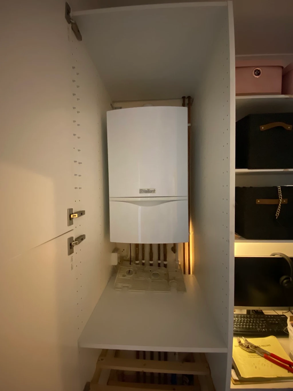 Boiler installation with copper pipework