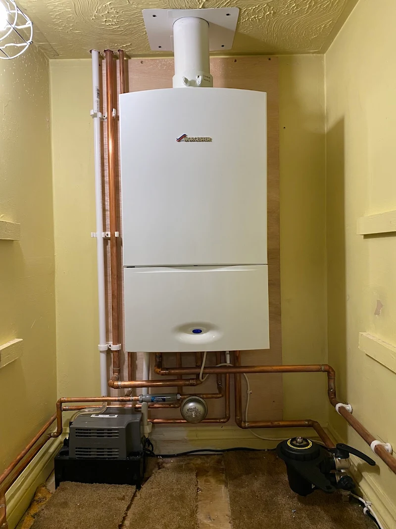 Boiler installation with neat copper pipework